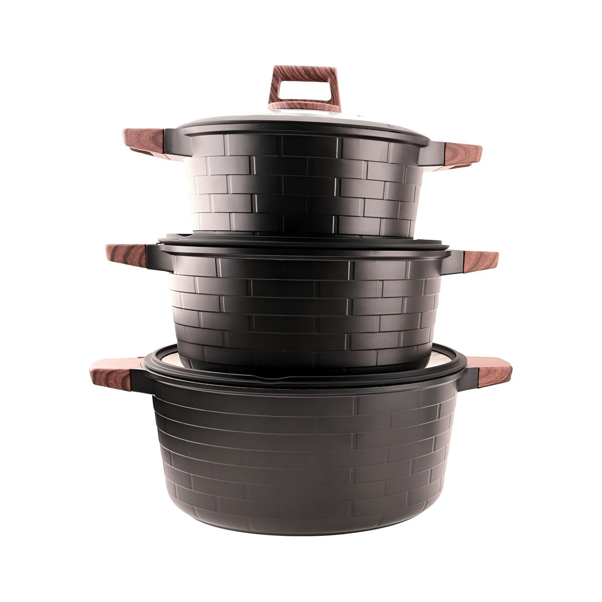 10pcs Golden Brick Cookware Pot Set SNCJ002 – Die-Cast Aluminum, Induction Bottom