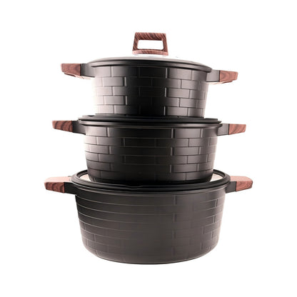 10pcs Golden Brick Cookware Pot Set SNCJ002 – Die-Cast Aluminum, Induction Bottom