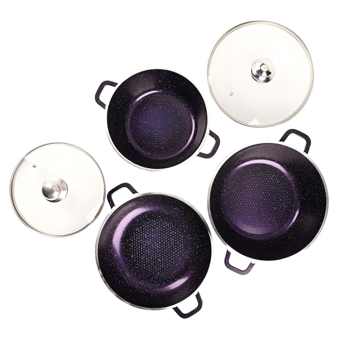 10pcs Lightning Cookware Pot Set SNCJ004 – Die-Cast Aluminum, Glass Lid