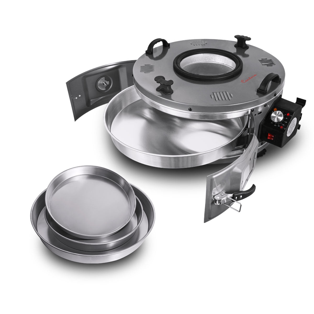 CONDERE Oven, Thermostatic Roaster Oven TH-1241-1500W Electric Roaster Pan with Lid, Adjustable Heat Control, and 3 Deep Trays