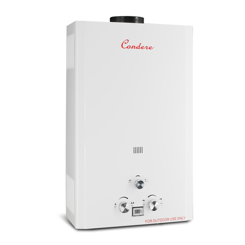 Condere LPG Tankless Water Heater Gas 20L, Outdoor Gas Water Heater with LED Display, Flame Failure & Overheat Protection – LQ-4020(HB), Ideal for Family Use.