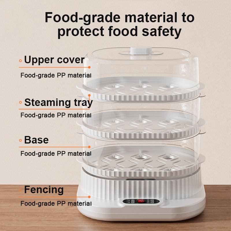 CONDERE 3-Layer Electric Steamer 10L – Multifunctional Food Steamer for Cooking, Vegetable Steamer, Steamer Pot for Kitchen, Electric Steam Cooker for Meat, Seafood & Dumplings