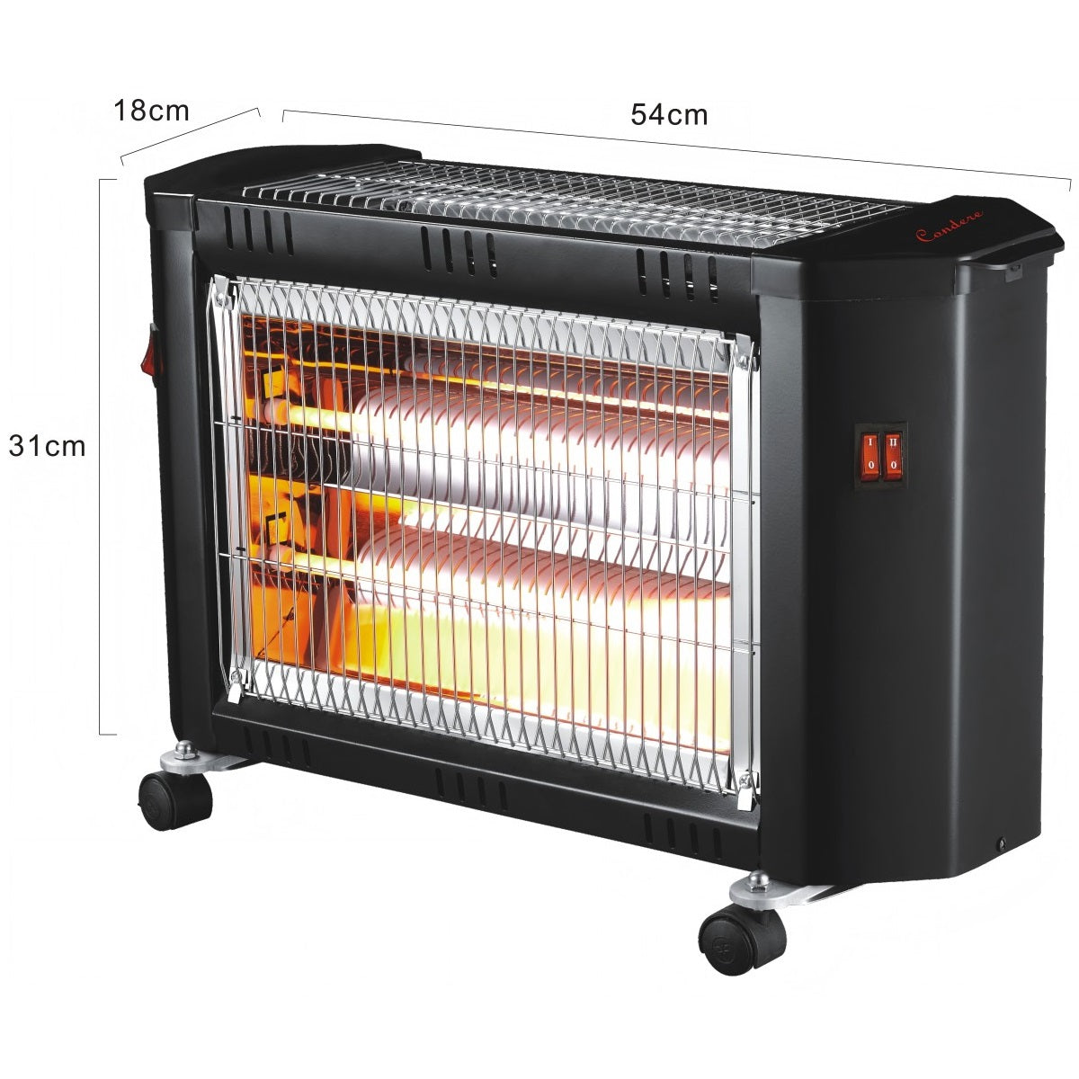 CONDERE Electric Space Heater ZR-2004 1200W Quartz Tube Room Heater, Portable Heater with 2 Sides Heating, 3 Heating Modes, Mini Heater for Indoor Use, Office & Bedroom