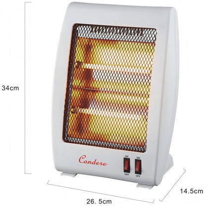 CONDERE Electric Heater ZR-2007 – 800W Quartz Space Heater with 2 Heating Settings, Mini Portable Heater for Indoor Use, Room & Office Heater with Tip-Over Protection