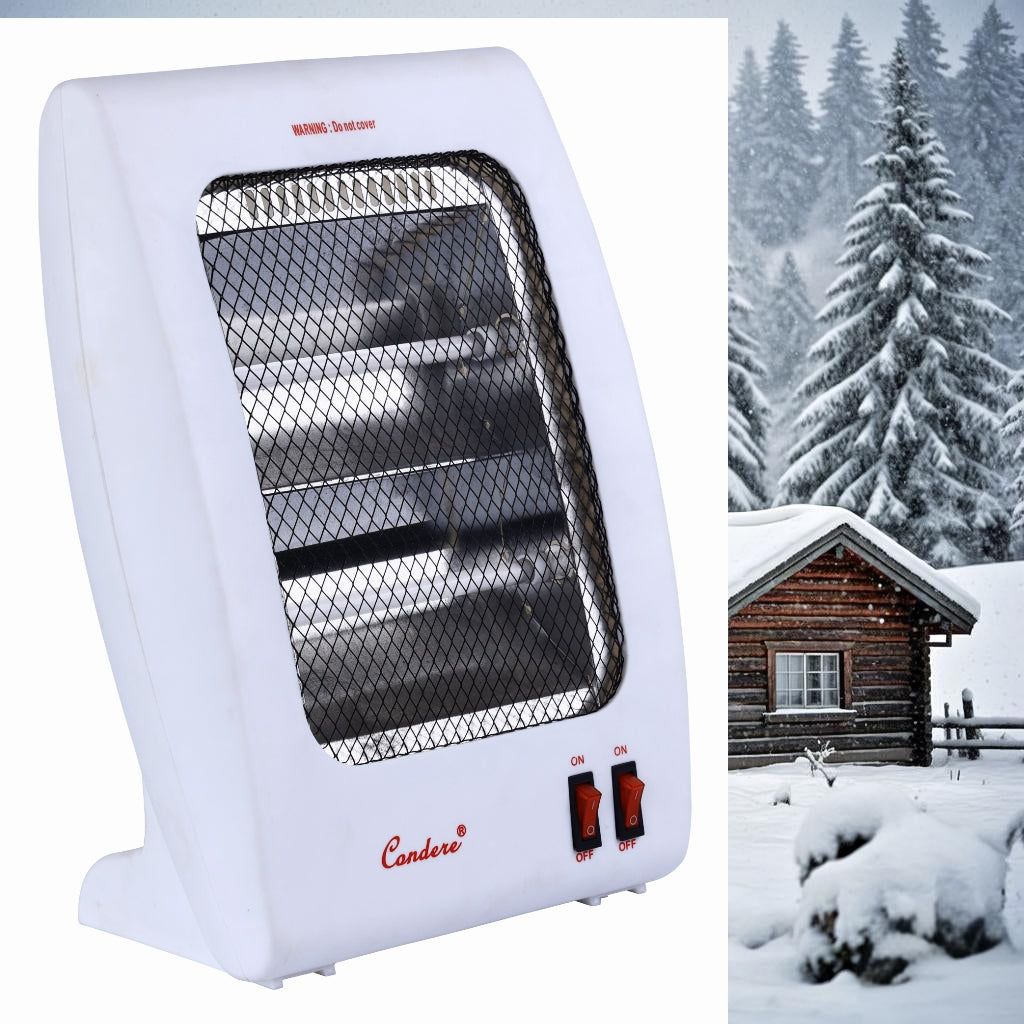 CONDERE Electric Heater ZR-2007 – 800W Quartz Space Heater with 2 Heating Settings, Mini Portable Heater for Indoor Use, Room & Office Heater with Tip-Over Protection
