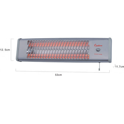 CONDERE Electric Heater ZR-2008 Wall Mounted Quartz Tube Space Heater, 800W Bathroom & Indoor Heater with Pull Cord Switch, Portable Electric Heater for Office, Bedroom, Small Spaces