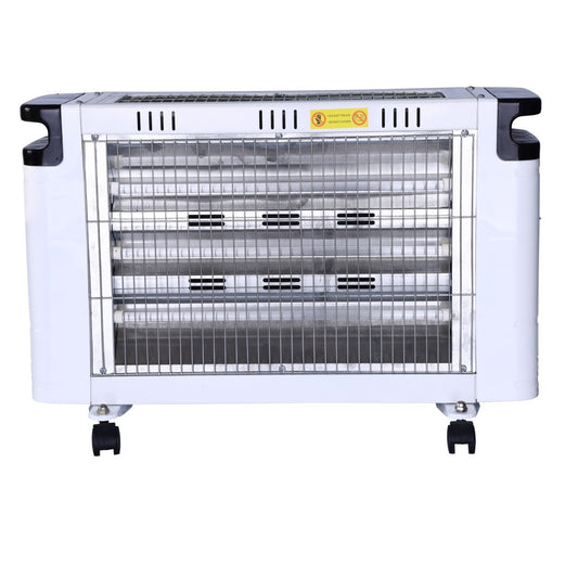 CONDERE Electric Heater ZR-2012, 2000W Quartz Tube Space Heater, 4 Settings, Portable Electric Heater for Indoor Use, Bedroom, Office with Castors