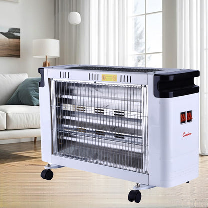 CONDERE Electric Heater ZR-2012, 2000W Quartz Tube Space Heater, 4 Settings, Portable Electric Heater for Indoor Use, Bedroom, Office with Castors