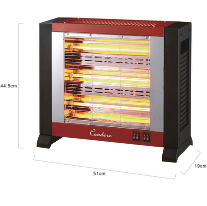 CONDERE Electric Heater ZR-2102, 1600W Quartz Tube Space Heater, Portable Heater for Indoor Use, Room, Bedroom, Office