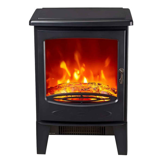 CONDERE Electric Heater ZR-8001, Freestanding Space Heater with Real Log Flame Effect, Adjustable Flame Brightness, 2 Heat Settings (900W/1800W), Ideal for Large Rooms, Bedroom, and Office