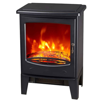 CONDERE Electric Heater ZR-8001, Freestanding Space Heater with Real Log Flame Effect, Adjustable Flame Brightness, 2 Heat Settings (900W/1800W), Ideal for Large Rooms, Bedroom, and Office