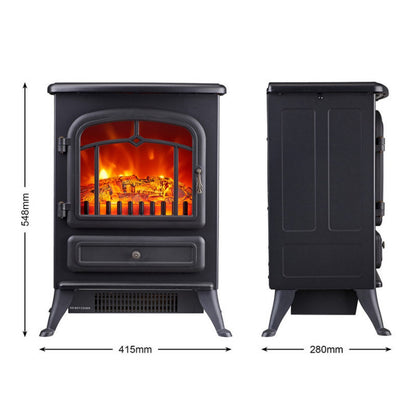 CONDERE Electric Heater ZR-8002, Freestanding Electric Fireplace Heater with Real Log Flame Effect, Adjustable Thermostat, 2 Heat Settings, Perfect Space Heater for Bedroom, Office, and Large Room