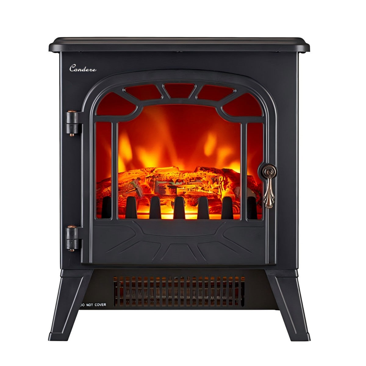 CONDERE Electric Heater ZR-8003 Fireplace Heater with Real Log Flame Effect, 2 Heat Settings, Safety Thermal Cut-Off, and Free Voltage Protector for Large Rooms, Bedroom, and Office Use
