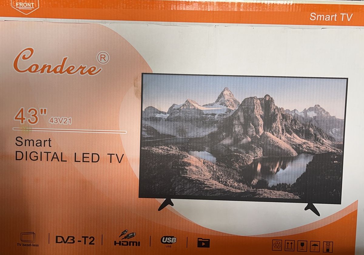 Condere 43" Smart LED HD TV – Streaming Apps, HDMI/USB, Wi-Fi, Ethernet, 16:9 Display