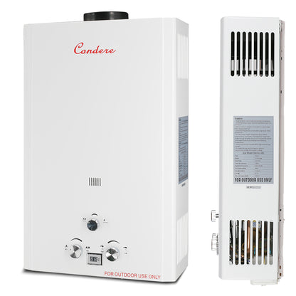 Condere LPG Tankless Water Heater Gas 20L, Outdoor Gas Water Heater with LED Display, Flame Failure & Overheat Protection – LQ-4020(HB), Ideal for Family Use.